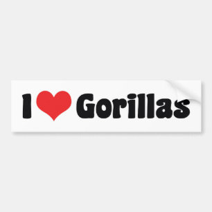 I Love Heart Gorillas - Gorilla Lover Bumper Sticker