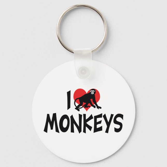 I Love Heart Gorillas - Gorilla Lover Key Ring (Front)