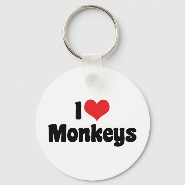 I Love Heart Gorillas - Gorilla Lover Key Ring (Front)
