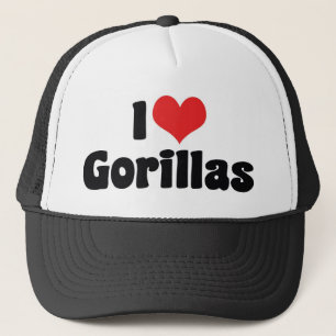 I Love Heart Gorillas - Gorilla Lover Trucker Hat