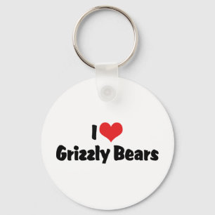 I Love Heart Grizzly Bears Key Ring