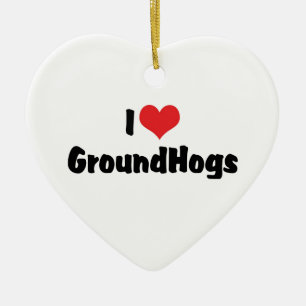 I Love Heart Groundhogs - Groundhog Lover Ceramic Tree Decoration