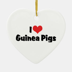 I Love Heart Guinea Pigs Ceramic Tree Decoration