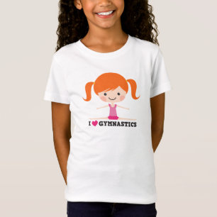 I love heart gymnastics cartoon girl side split T-Shirt