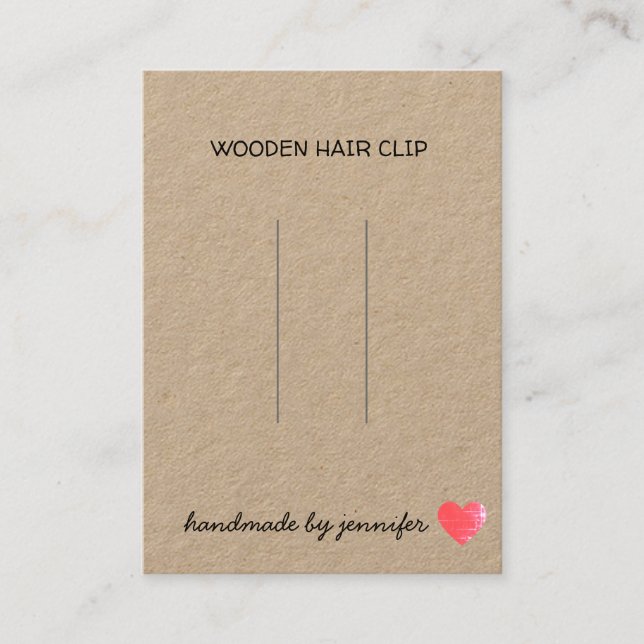 I love Heart Handmade By Name Hair Clip Holder Business Card (Front)