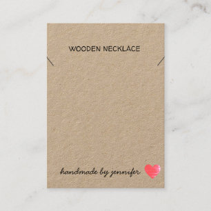 I love Heart Handmade By Name Necklace Holder Cute Business Card