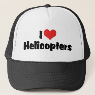 I Love Heart Helicopters Trucker Hat