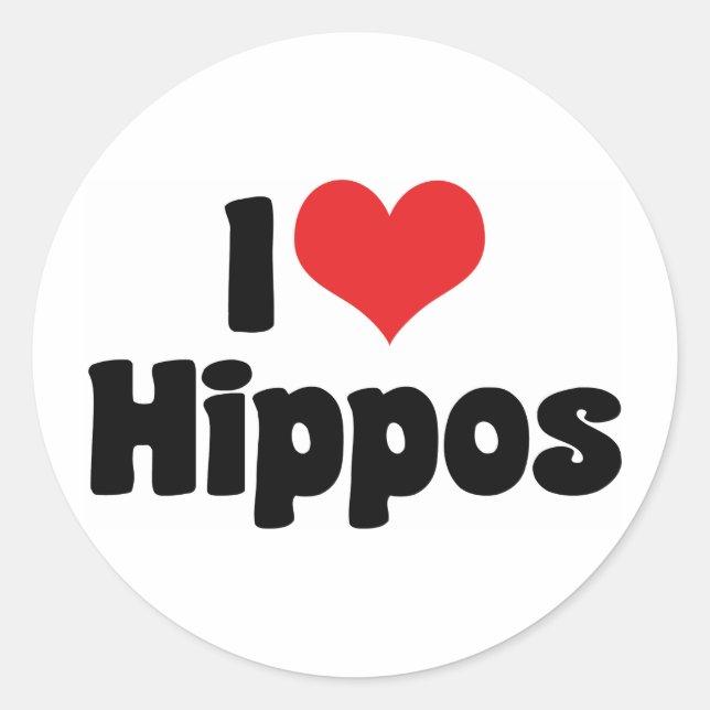 I Love Heart Hippos - Hippopotamus Lover Classic Round Sticker (Front)