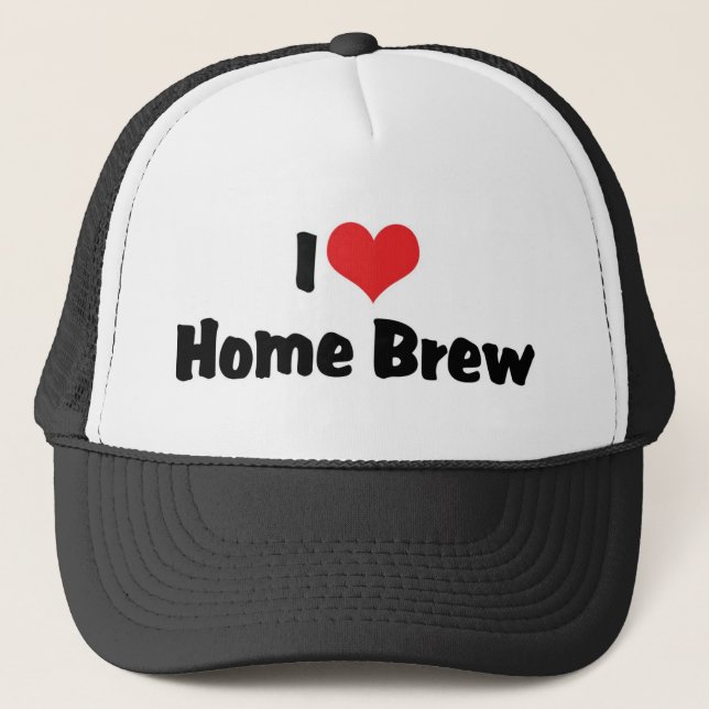 I Love Heart Home Brew - Beer Lover Trucker Hat (Front)
