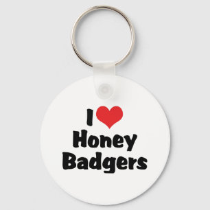 I Love Heart Honey Badgers Key Ring