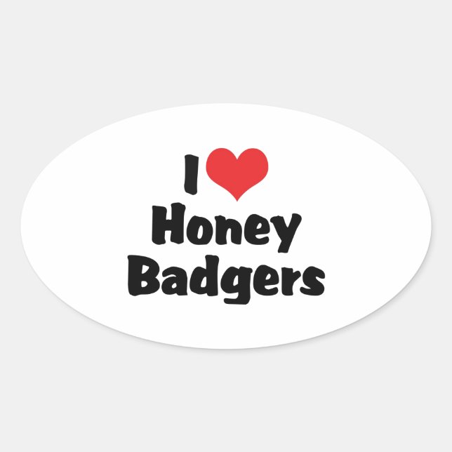 I Love Heart Honey Badgers Oval Sticker (Front)