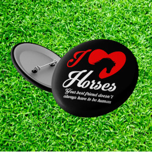 I Love/Heart Horses 6 Cm Round Badge