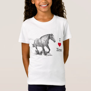 I LOVE (heart) HORSES: Pencil Drawing of Horse T-Shirt