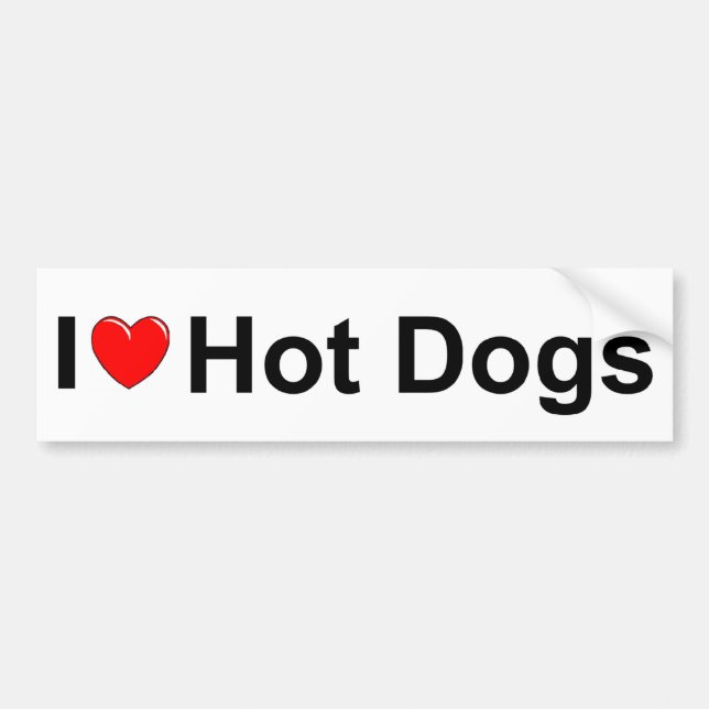I Love (Heart) Hot Dogs Bumper Sticker (Front)