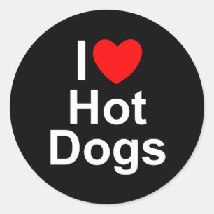 I Love (Heart) Hot Dogs Classic Round Sticker