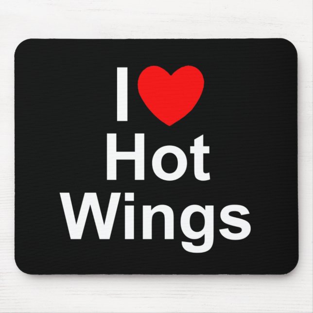 I Love (Heart) Hot Wings Mouse Mat (Front)