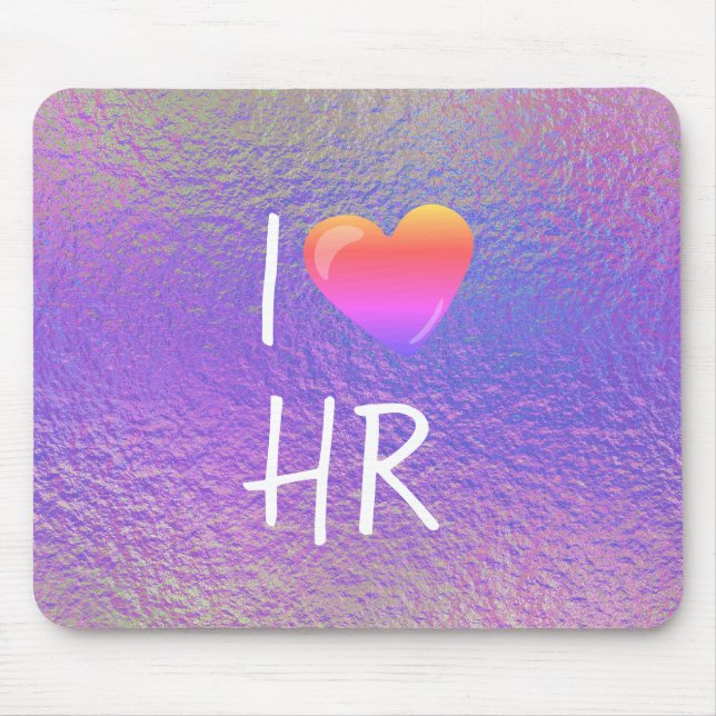 I Love Heart HR Human Resources Office Gift Mouse Mat (Front)