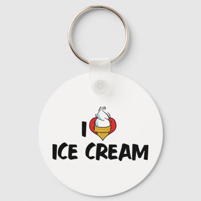 I Love Heart Ice Cream Key Ring (Front)