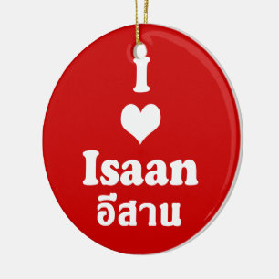 I Love (Heart) Isaan Ceramic Tree Decoration