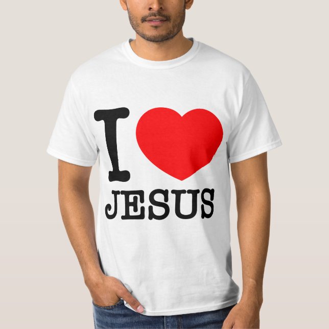 I Love (Heart) Jesus - Red Heart Blak Tet  T-Shirt (Front)
