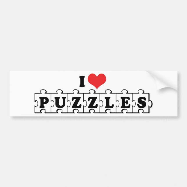 I Love Heart Jigsaw Puzzles - Puzzle Lover Bumper Sticker (Front)