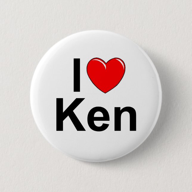 I Love (Heart) Ken 6 Cm Round Badge (Front)