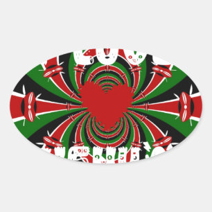 I Love Heart Kenya: Dynamic Flag Art Oval Sticker
