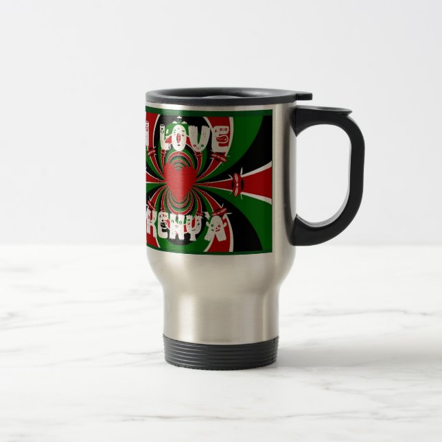 I Love Heart Kenya: Dynamic Flag Art Travel Mug (Right)