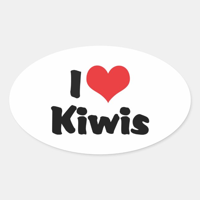 I Love Heart Kiwis - Kiwi Bird Lover Oval Sticker (Front)