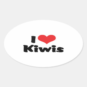 I Love Heart Kiwis - Kiwi Bird Lover Oval Sticker