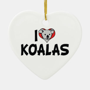 I Love Heart Koalas - Koala Bear Lovers Ceramic Tree Decoration