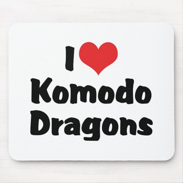 I Love Heart Komodo Dragons Mouse Mat (Front)