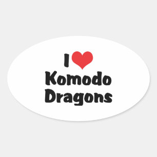 I Love Heart Komodo Dragons Oval Sticker