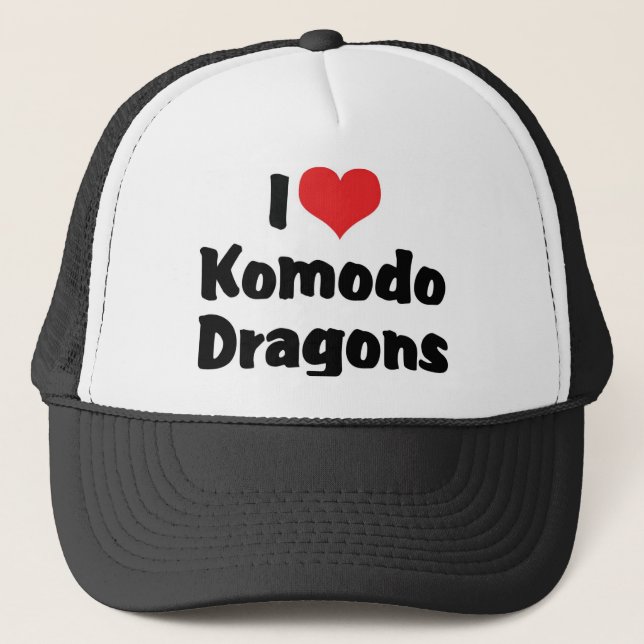 I Love Heart Komodo Dragons Trucker Hat (Front)
