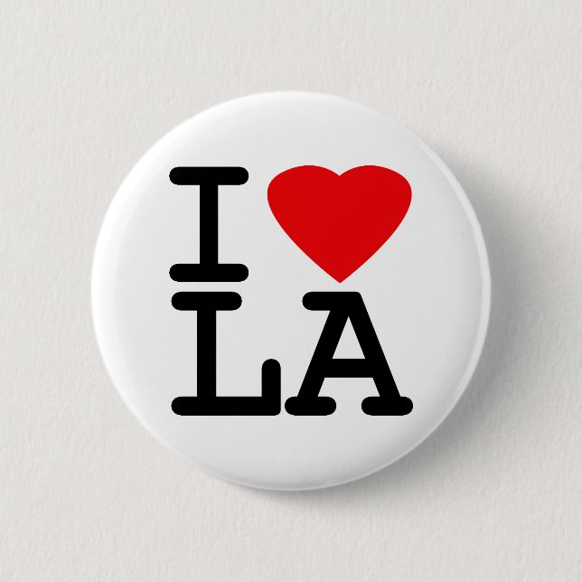 I Love Heart LA 6 Cm Round Badge (Front)