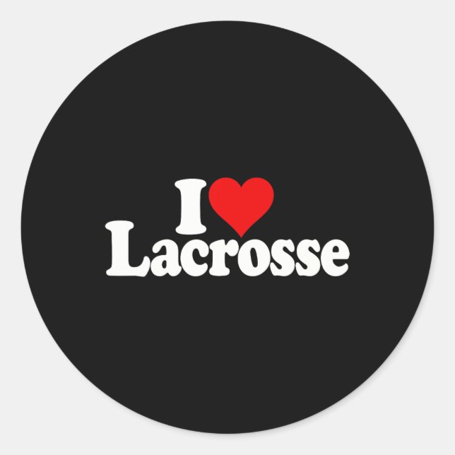I Love Heart Lacrosse  Classic Round Sticker (Front)