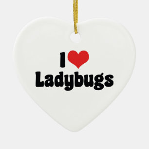 I Love Heart Ladybugs - Ladybug Lovers Ceramic Tree Decoration