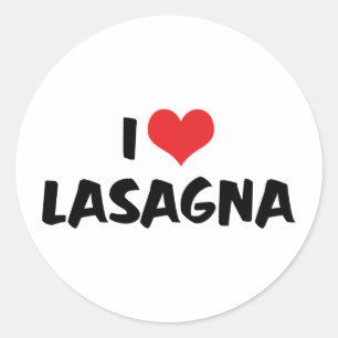 I Love Heart Lasagne - Italian Food Pasta Lover Classic Round Sticker