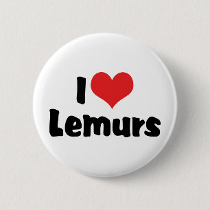 I Love Heart Lemurs 6 Cm Round Badge