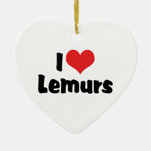 I Love Heart Lemurs Ceramic Tree Decoration
