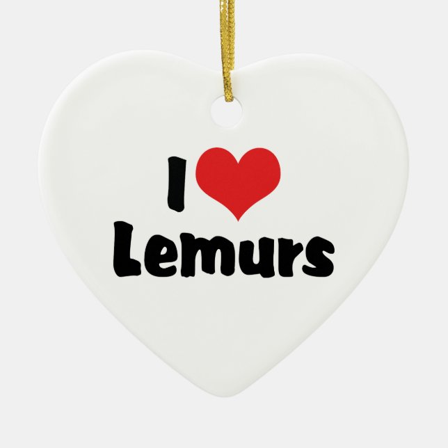 I Love Heart Lemurs Ceramic Tree Decoration (Front)