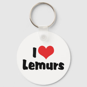 I Love Heart Lemurs Key Ring