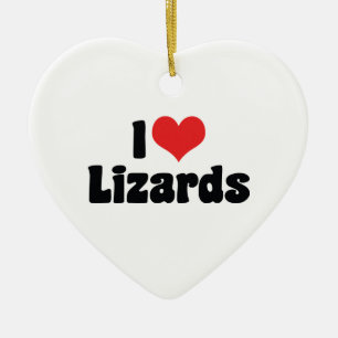 I Love Heart Lizards - Reptile Lover Ceramic Tree Decoration