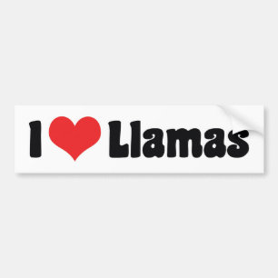 I Love Heart Llamas Bumper Sticker