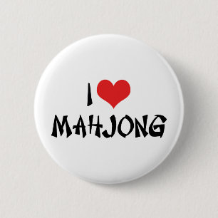 I Love Heart Mahjong - Mah Jong Lover 6 Cm Round Badge