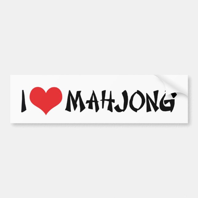 I Love Heart Mahjong - Mah Jong Lover Bumper Sticker (Front)