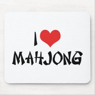 I Love Heart Mahjong - Mah Jong Lover Mouse Mat