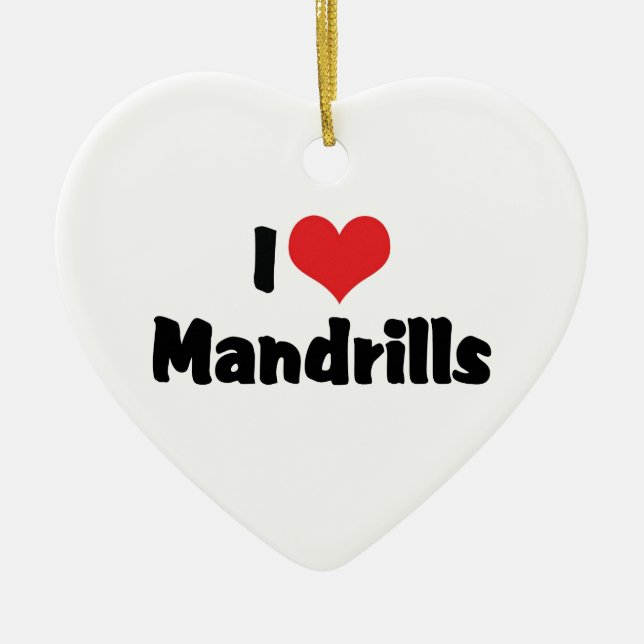 I Love Heart Mandrills Ceramic Tree Decoration (Front)
