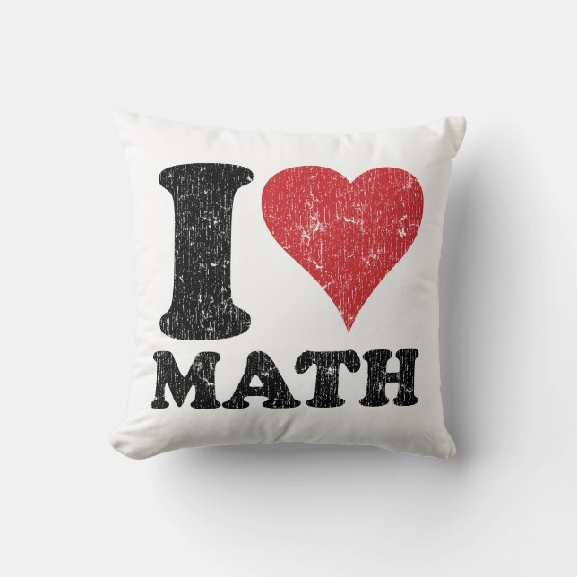 I Love (Heart) Math Throw Pillow (Front)