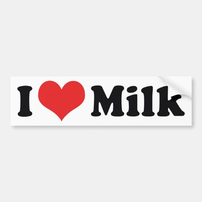 I Love Heart Milk - Cow Juice Dairy Lover Bumper Sticker (Front)